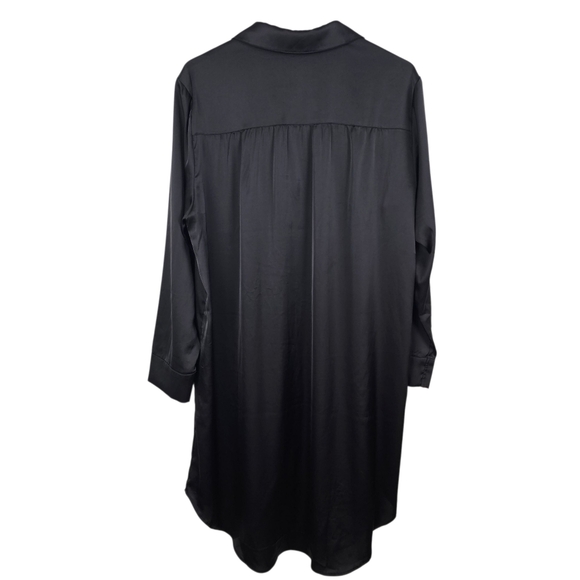 SOMA Satin Black Button Front Sleepshirt - Picture 6 of 14
